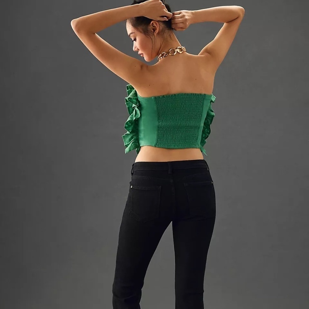 NWT  By Anthropologie Strapless Ruffle Top Large - Picture 6 of 6